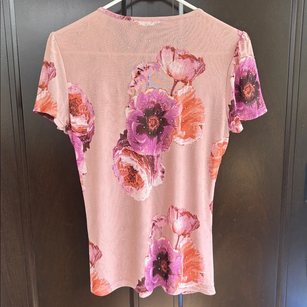 Like New Badgley Mischka Floral Rhinestone Studded Top Medium